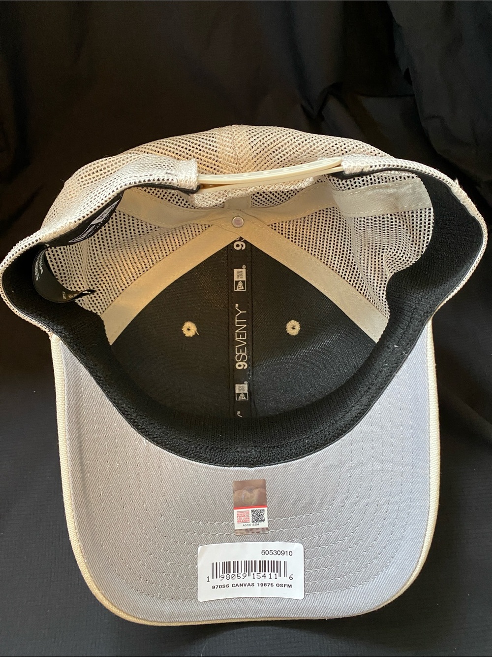 New Era Tan Trucker Cap with Black & Gold Crest Patch - Picture 3 of 6